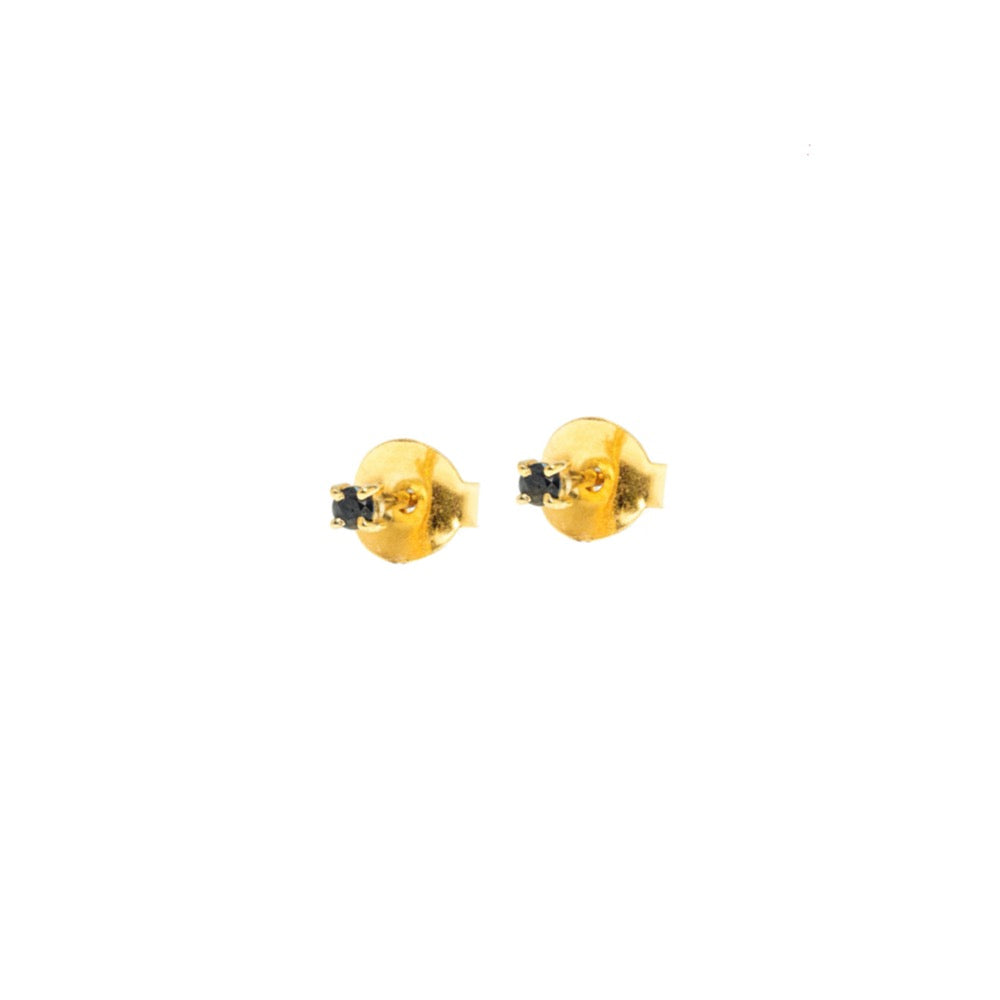 The Lindsay Stud: Black Onyx Stud in Gold - TheCrystalBoutique™