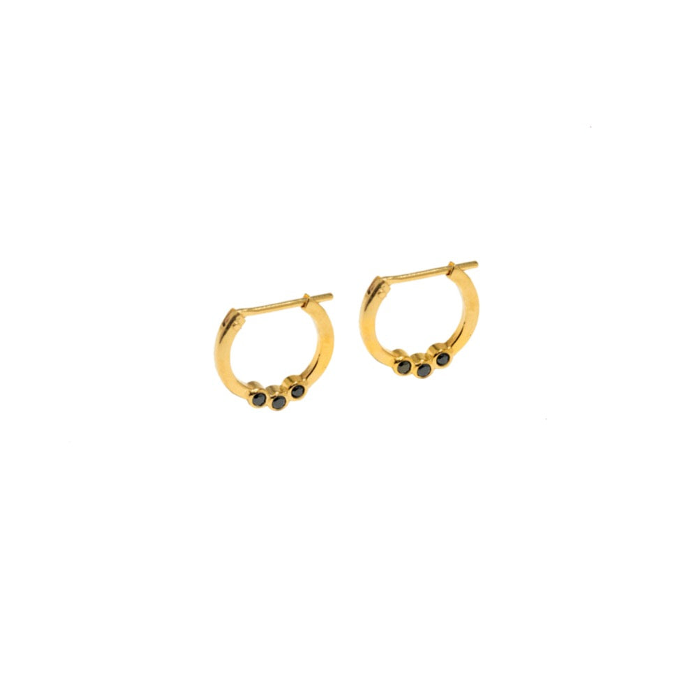The Cristina Earring - Black Onyx Gold Hoop Earring - TheCrystalBoutique™