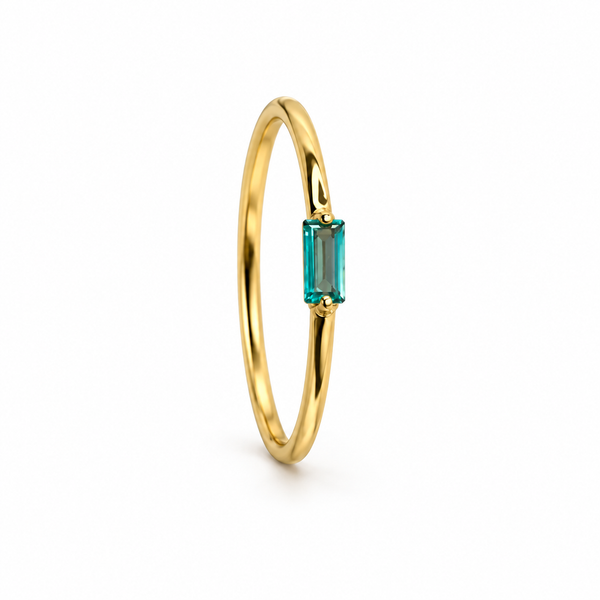 Lab-created emerald stacking ring in 18K gold plating — The Crystal Boutique