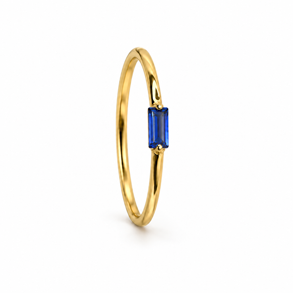 Lab-created sapphire stacking ring in 18K gold plating — The Crystal Boutique