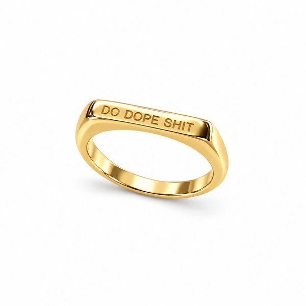Engraved 18K gold ring, Do Dope Shit x DopeKitchen collab — The Crystal Boutique