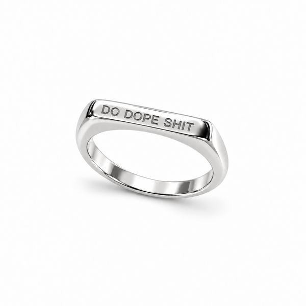 Engraved sterling silver ring, Do Dope Shit x DopeKitchen collab — The Crystal Boutique