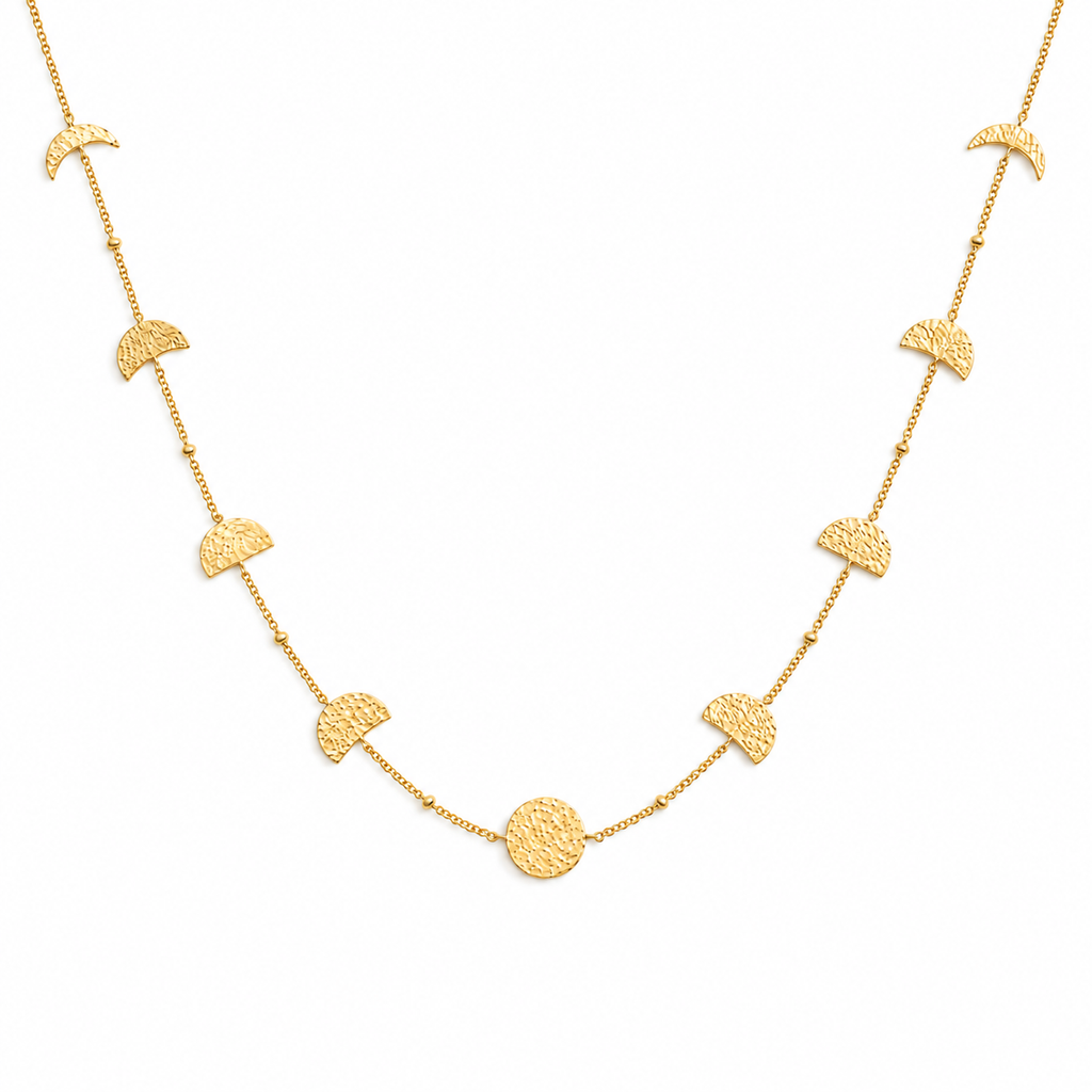 Luna moon phase choker necklace in gold and silver — The Crystal Boutique