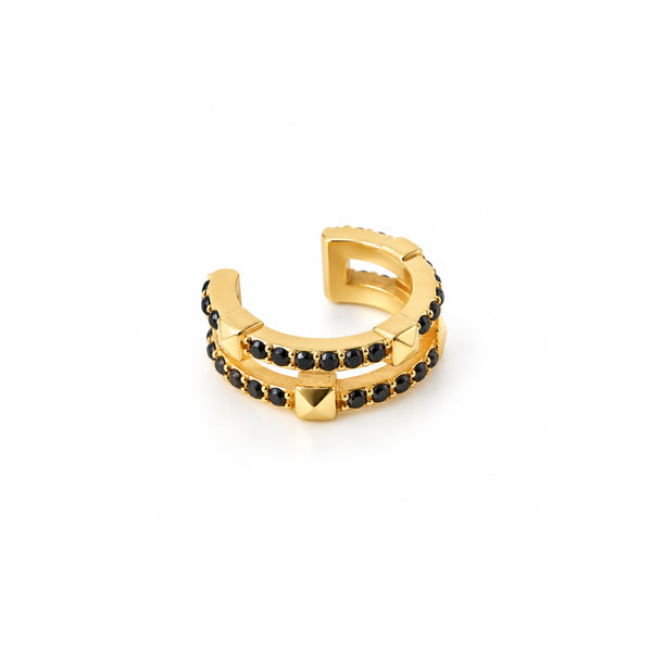 Genuine black sapphire double ear cuff, no piercing needed — The Crystal Boutique