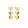 Triple heart stud earrings in 18K gold plating — The Crystal Boutique