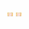 Genuine rose quartz stud earrings in gold — The Crystal Boutique