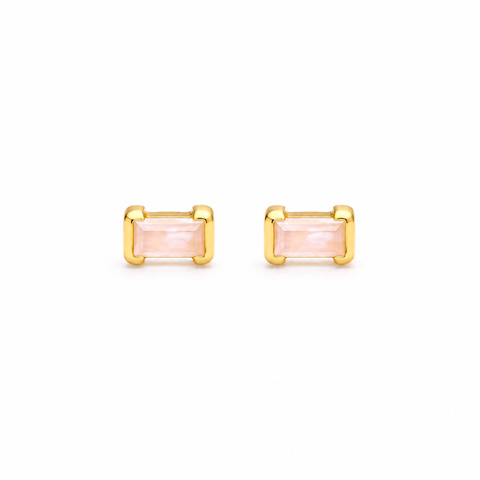 Genuine rose quartz stud earrings in gold — The Crystal Boutique