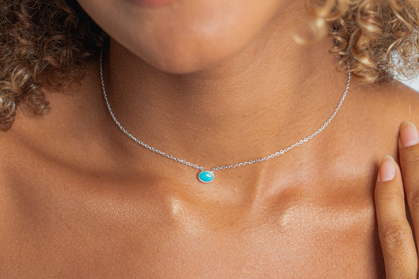 The Turquoise Choker in Silver - TWO LEFT - TheCrystalBoutique™