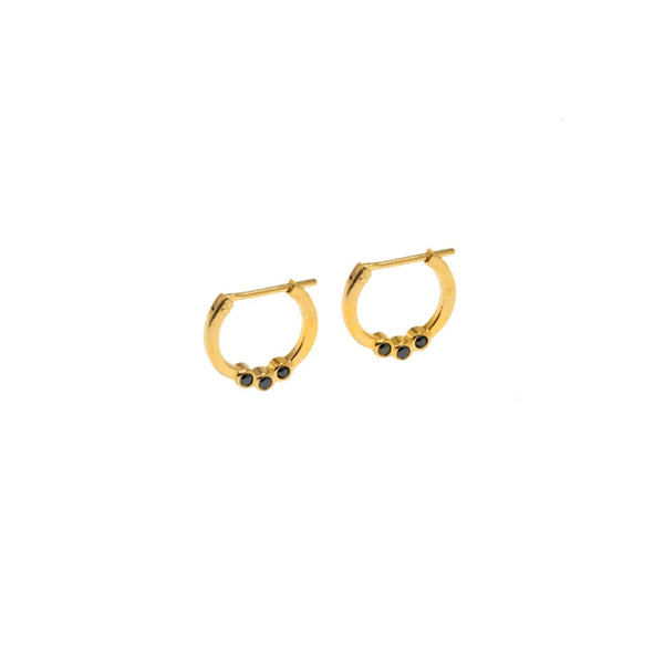 The Cristina Earring - Black Onyx Gold Hoop Earring - TheCrystalBoutique™