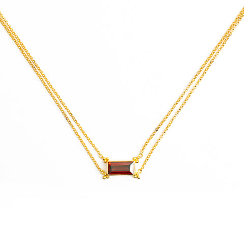 Genuine garnet choker necklace in gold — The Crystal Boutique