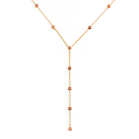 Garnet lariat necklace in gold and silver — The Crystal Boutique