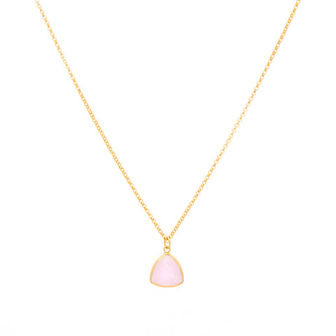 Genuine rose quartz trillion pendant necklace — The Crystal Boutique