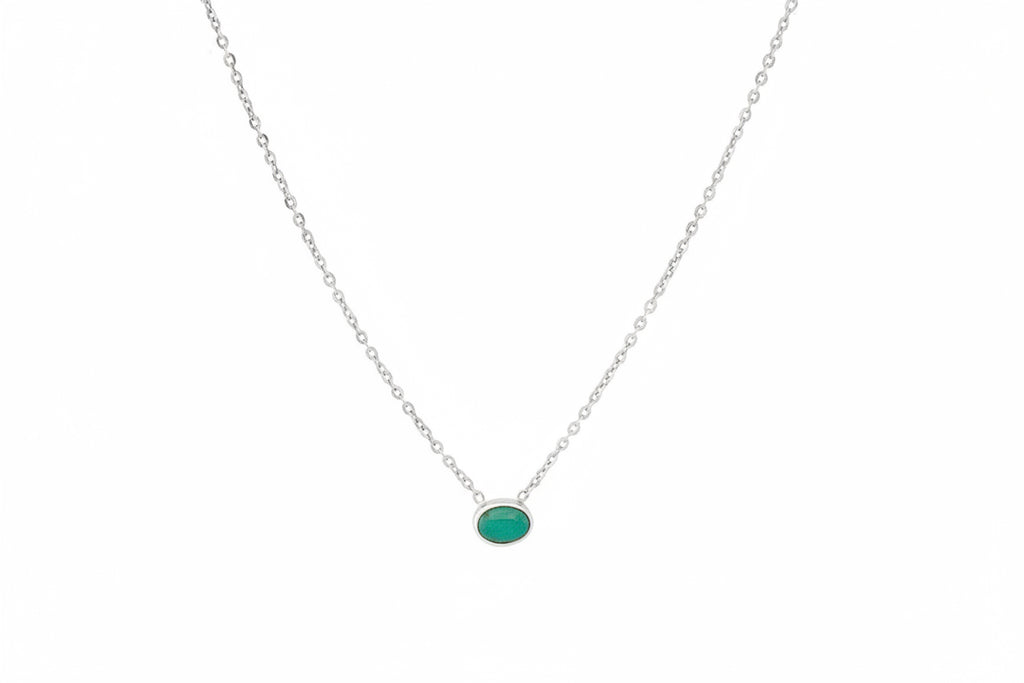Genuine turquoise choker necklace in silver — The Crystal Boutique