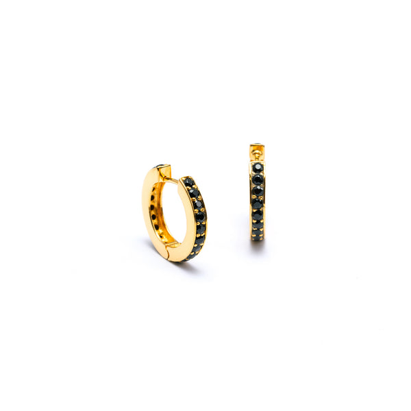 The Diana Earrings:  Black Onyx Hoop Earrings - TheCrystalBoutique™